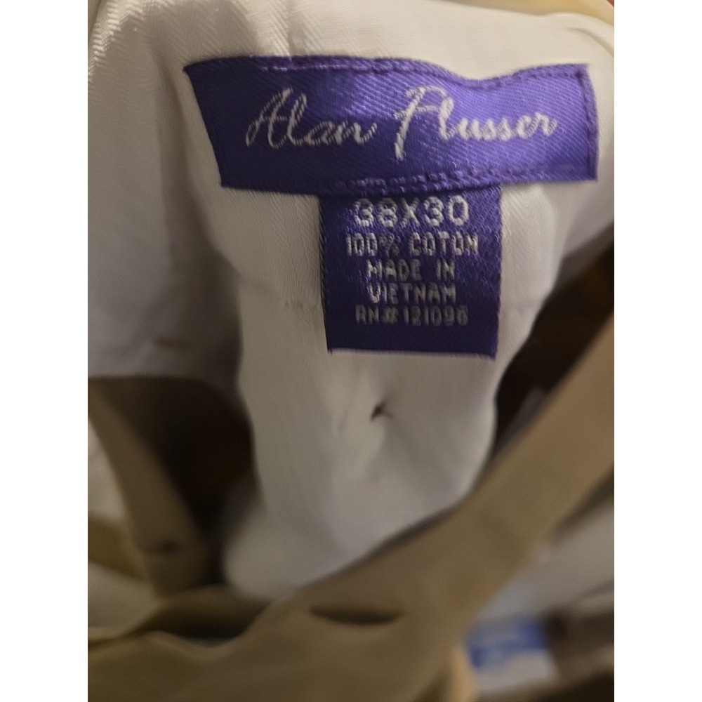 Alan Flusser Pants Men 38 x 30 Tan Flat Front Khaki Trousers Casual Professional - Picture 5 of 5